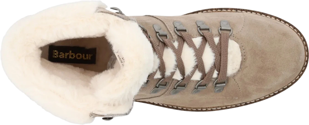BARBOUR Beige Quilted Suede Faux Fur-trimmed Suede Boots UK 3 EU 36