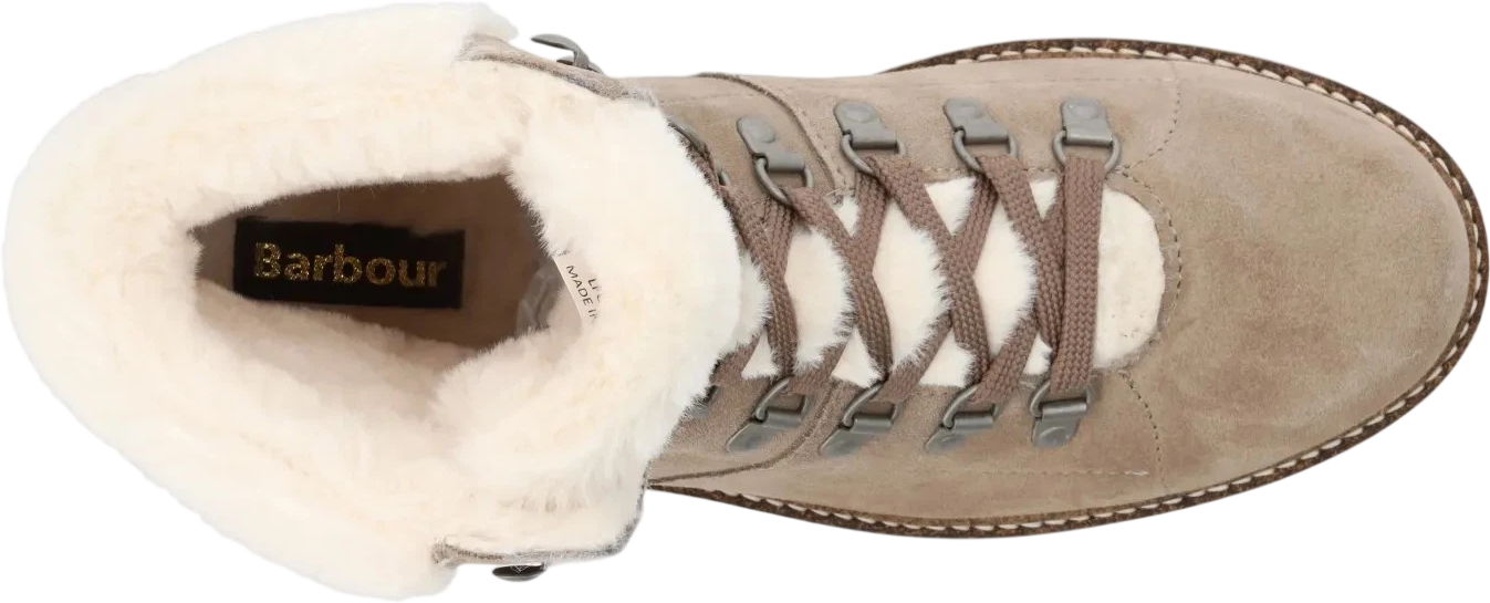 BARBOUR Beige Quilted Suede Faux Fur-trimmed Suede Boots UK 3 EU 36