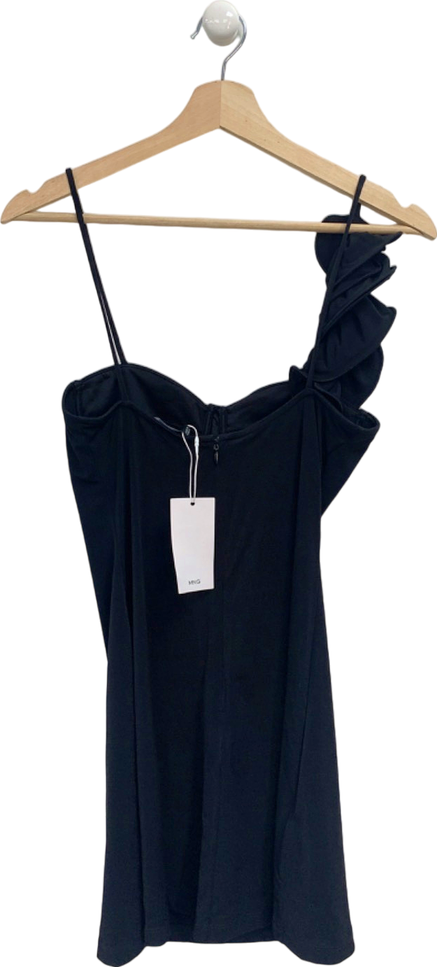 Mango Black One-Shoulder Mini Dress UK S