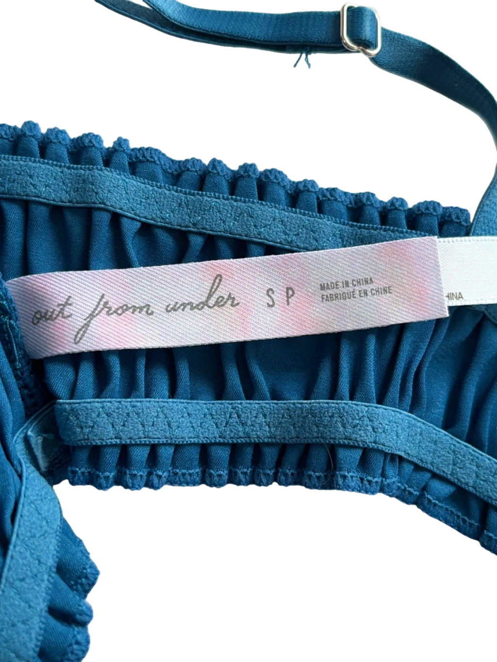 Out From Under Blue Ruched Bralette UK S