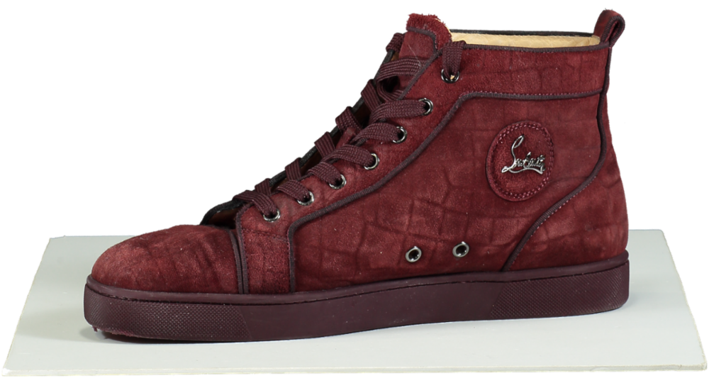 Christian Louboutin Burgundy Suede Louis High-Top Trainers UK 9
