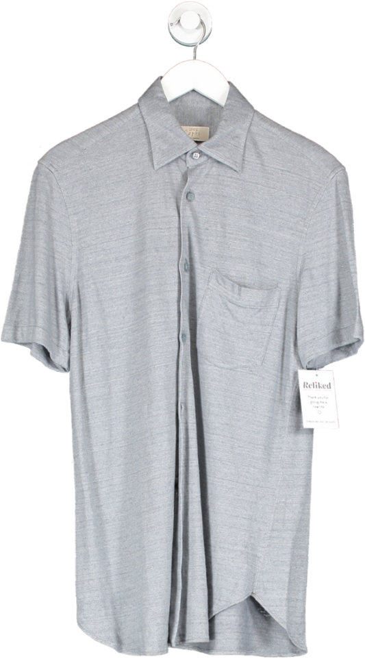 100% Capri Grey Camicia Short Sleeve Shirt UK M