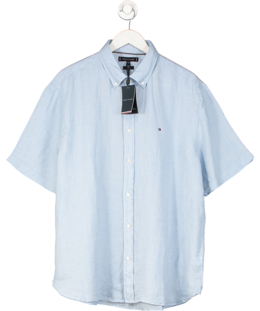 Tommy Hilfiger Blue Washed Pure Linen Shirt UK XXL