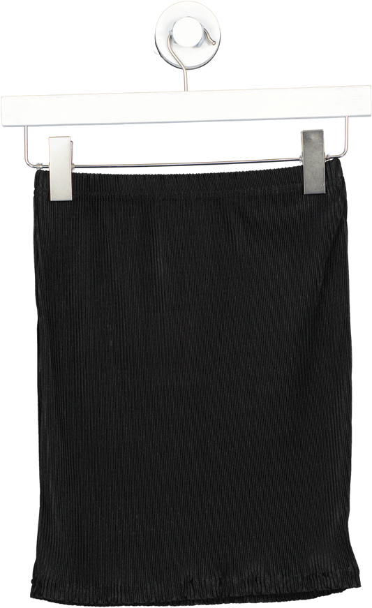 PrettyLittleThing Black Plisse Mini Skirt UK 6