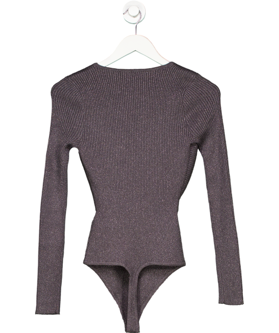 A South London Makers Market Grey Long-sleeve Luxeloft Wrap Bodysuit UK S