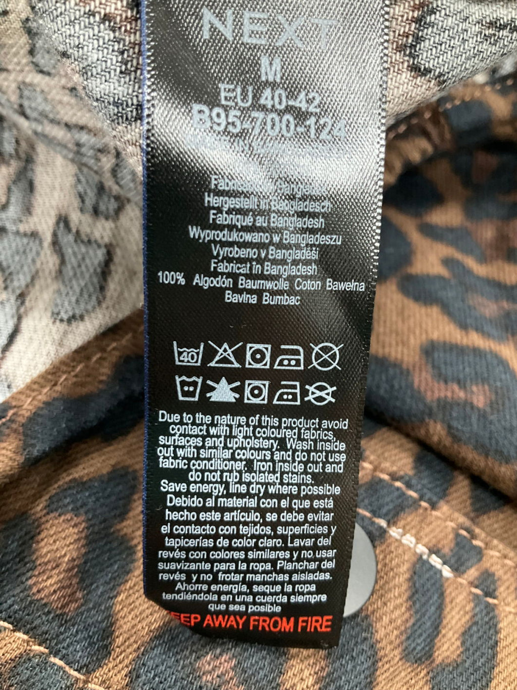 Next Brown Leopard Print Oversized Denim Shirt UK M