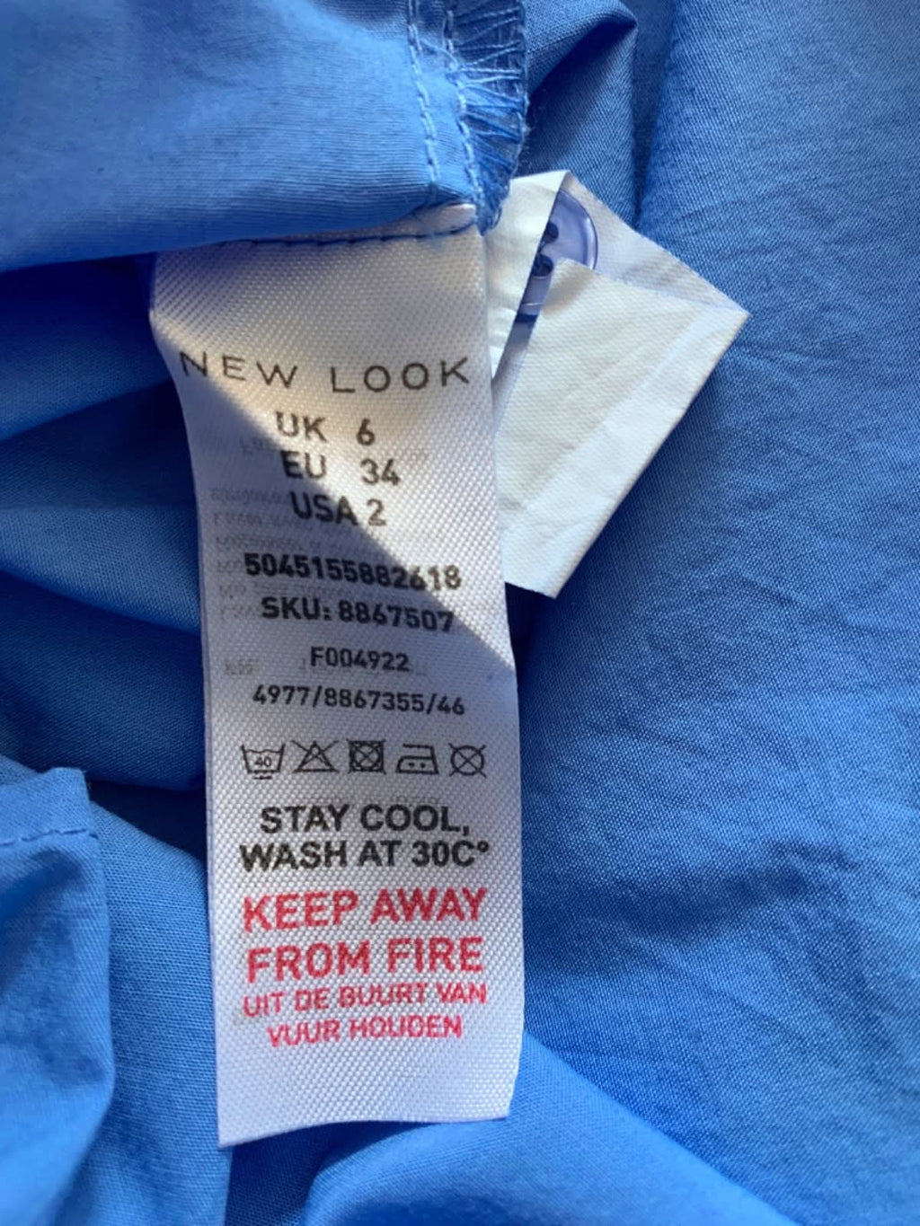 New Look Blue K Percy Poplin Shirt UK 6