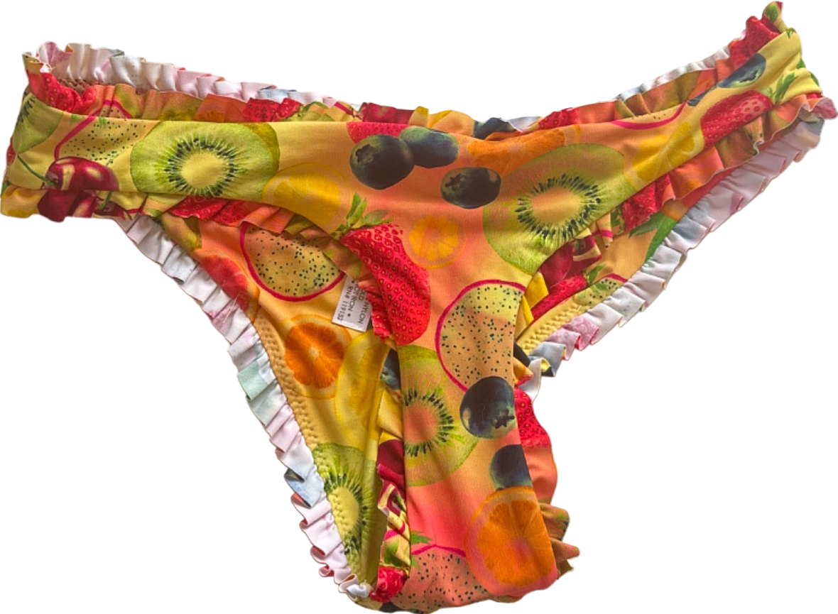 Out From Under Multi Fruit Print Ruffled Bikini Bottom XS