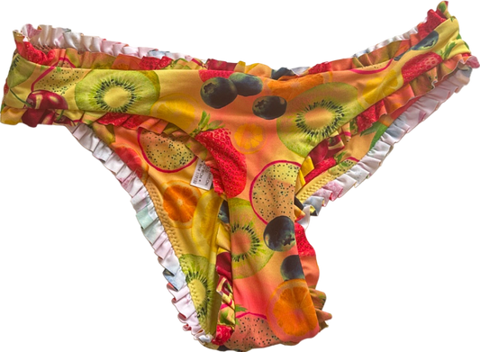 Out From Under Multi Fruit Print Ruffled Bikini Bottom XS