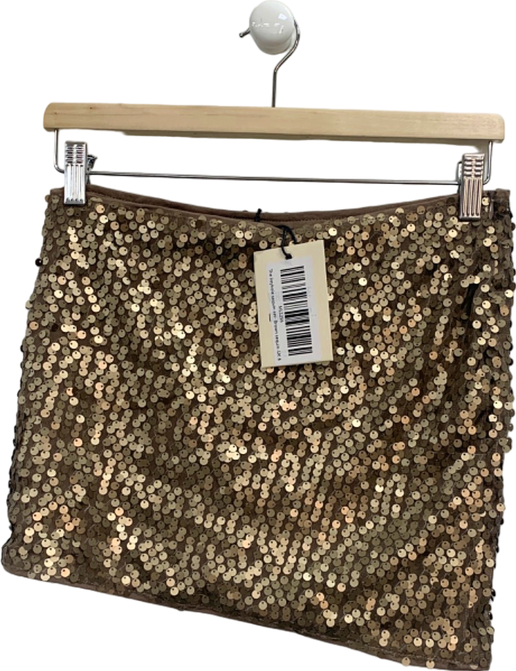 Mars The Label Brown Keyhole Sequin Set Skirt UK 8