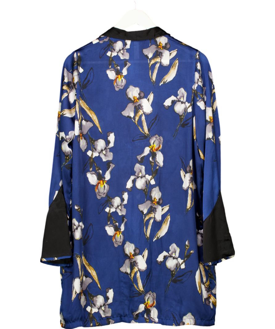 Rat & Boa Blue Silk Orchid Print Wrap Dress UK S