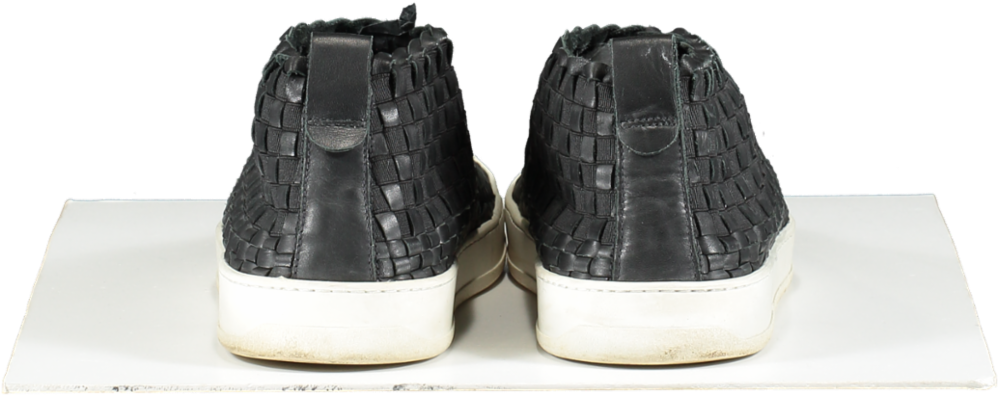 CASBIA Woven Man Calf Leather Trainers Black / White Sole UK 8 EU 42 👞