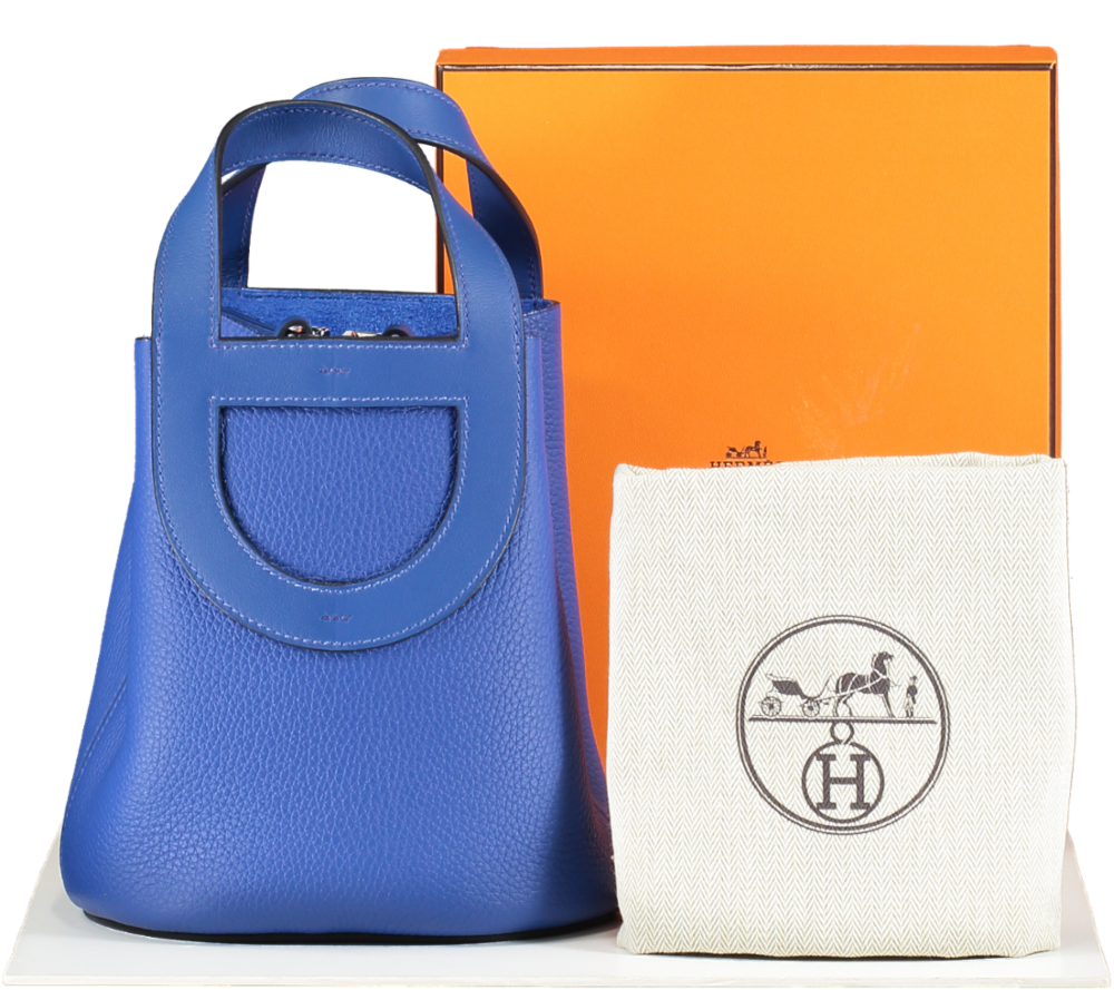 Hermès In The Loop 18 Taurillon Clemence Leather Bleu Royale Bag with palladium hardware BOX FRESH