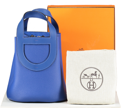 Hermès In The Loop 18 Taurillon Clemence Leather Bleu Royale Bag with palladium hardware BOX FRESH