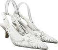 Lipsy White Bridal Standard Fit Slingback Bow Mid Heel Court Shoes UK 4 EU 37
