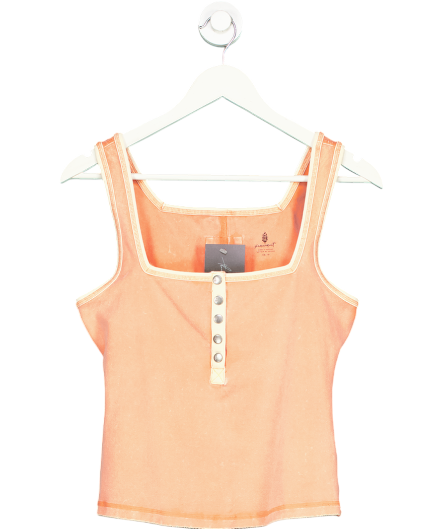 Free People Orange New Flow Henley Tank Top UK XS