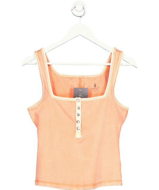 Free People Orange New Flow Henley Tank Top UK XS