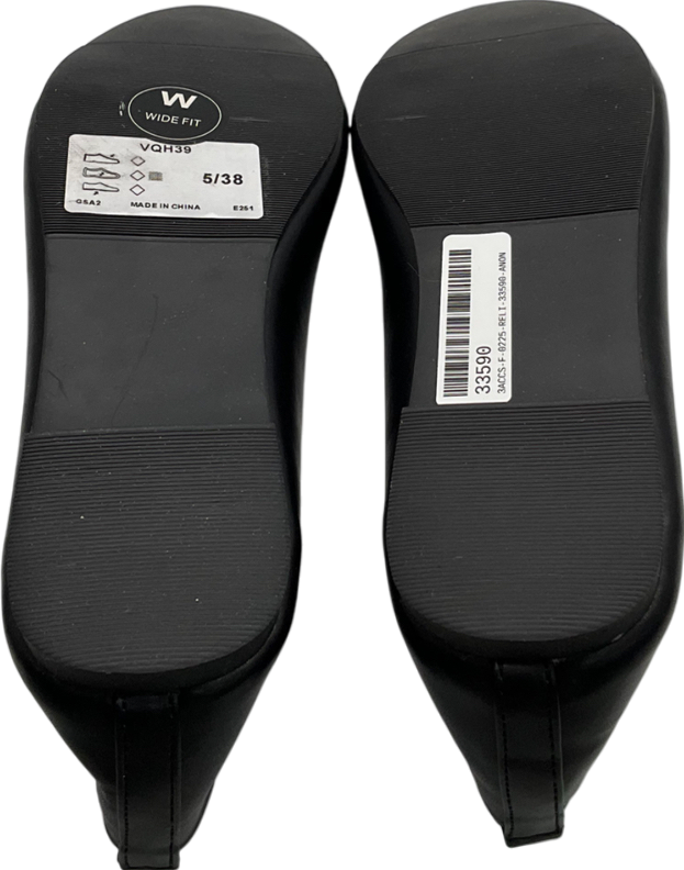 everyday Black Wide Fit Round Toe Ballerina Flats UK 5 EU 38 👠