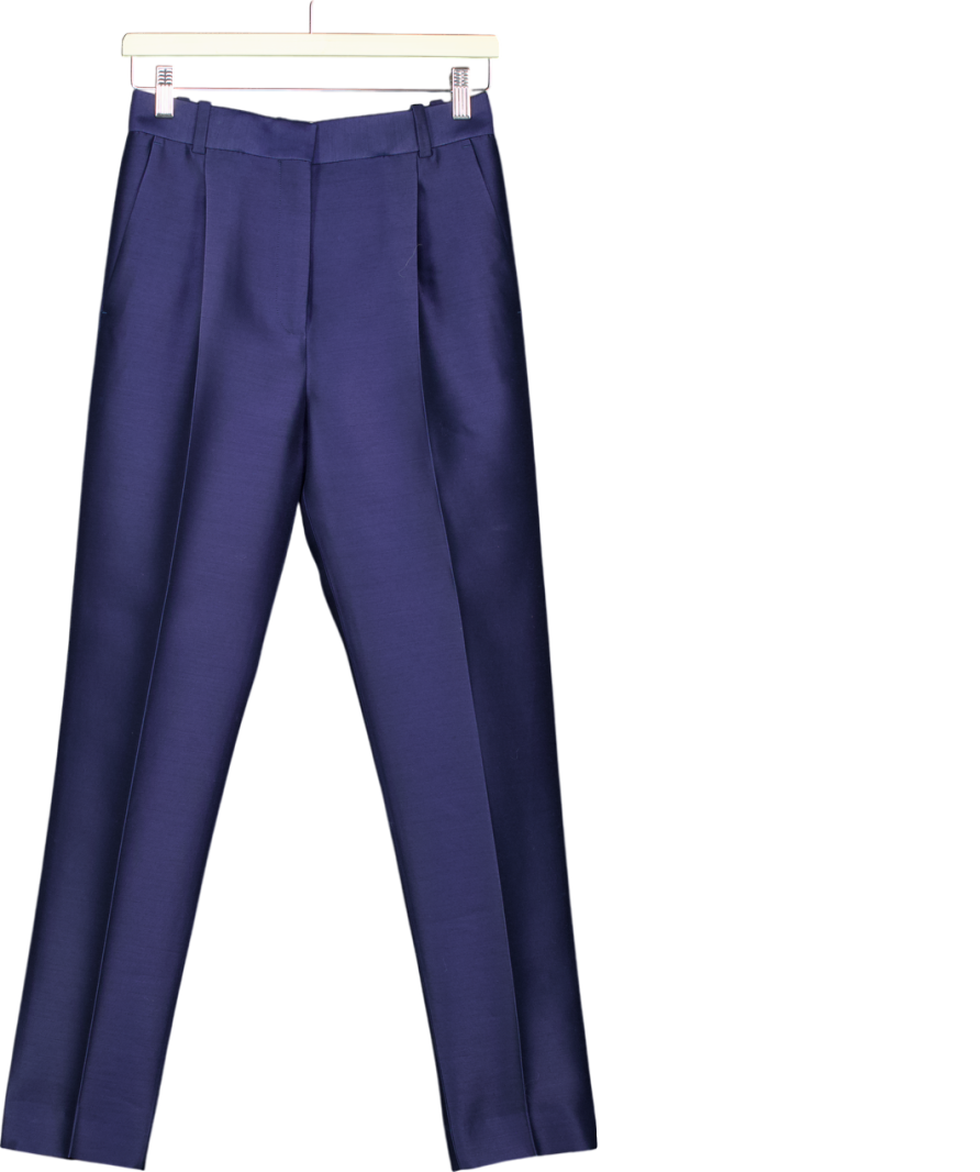 Celine Blue Vintage Wool And Silk Blend Trousers UK 6