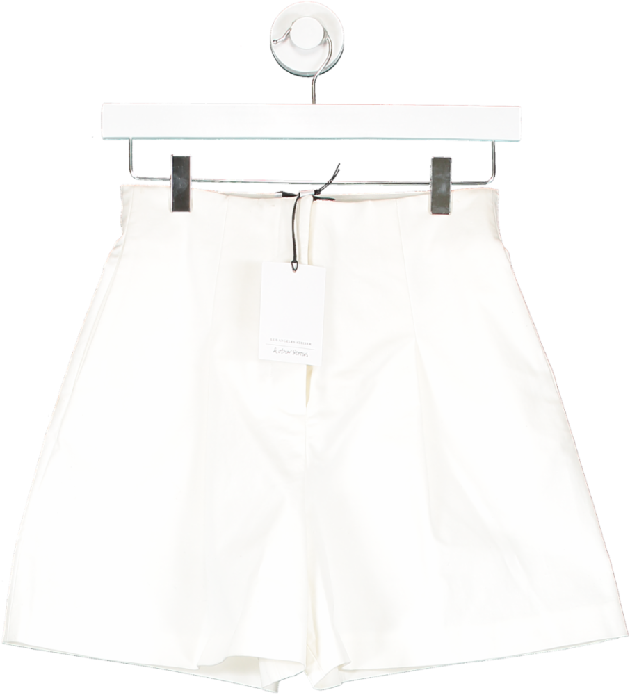 & Other Stories White Cotton High Rise Shorts UK 4