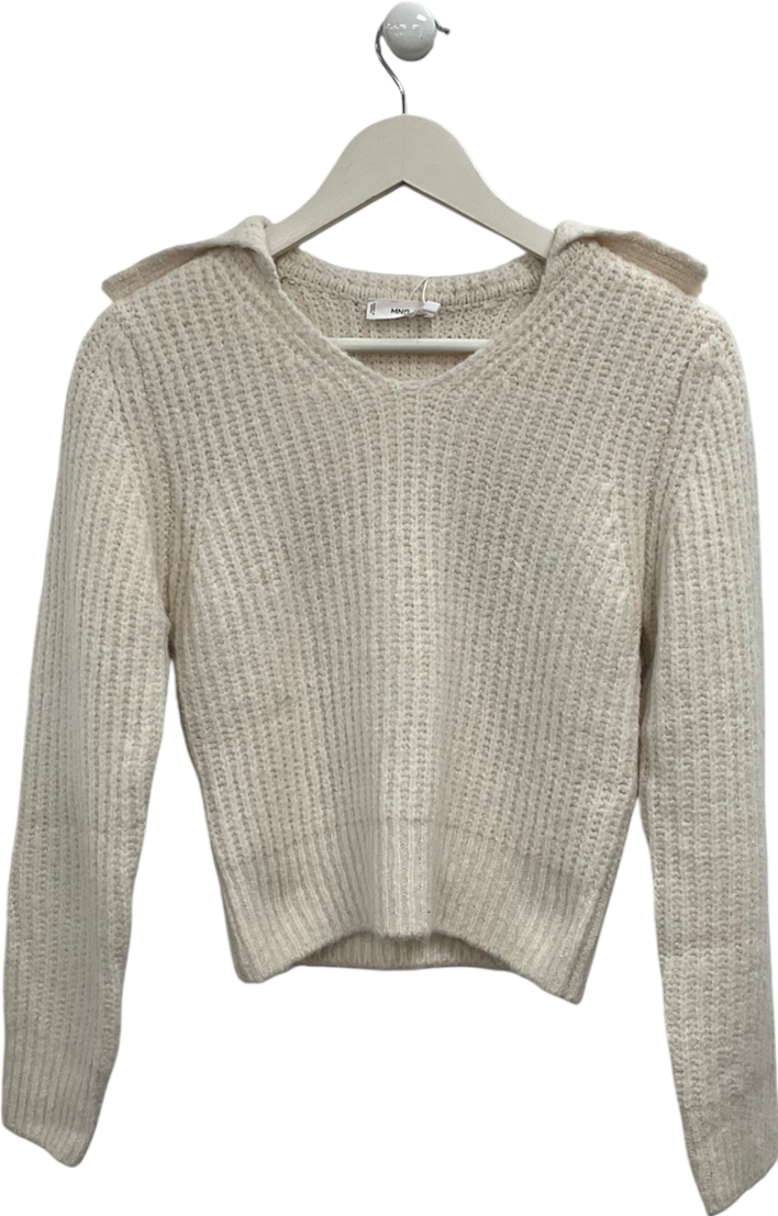 MANGO Cream Collared Jumper UK XS