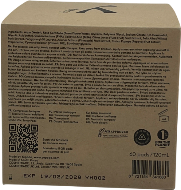 YEPODA The Porefect Pad Toner Pads 60 pads 120ml