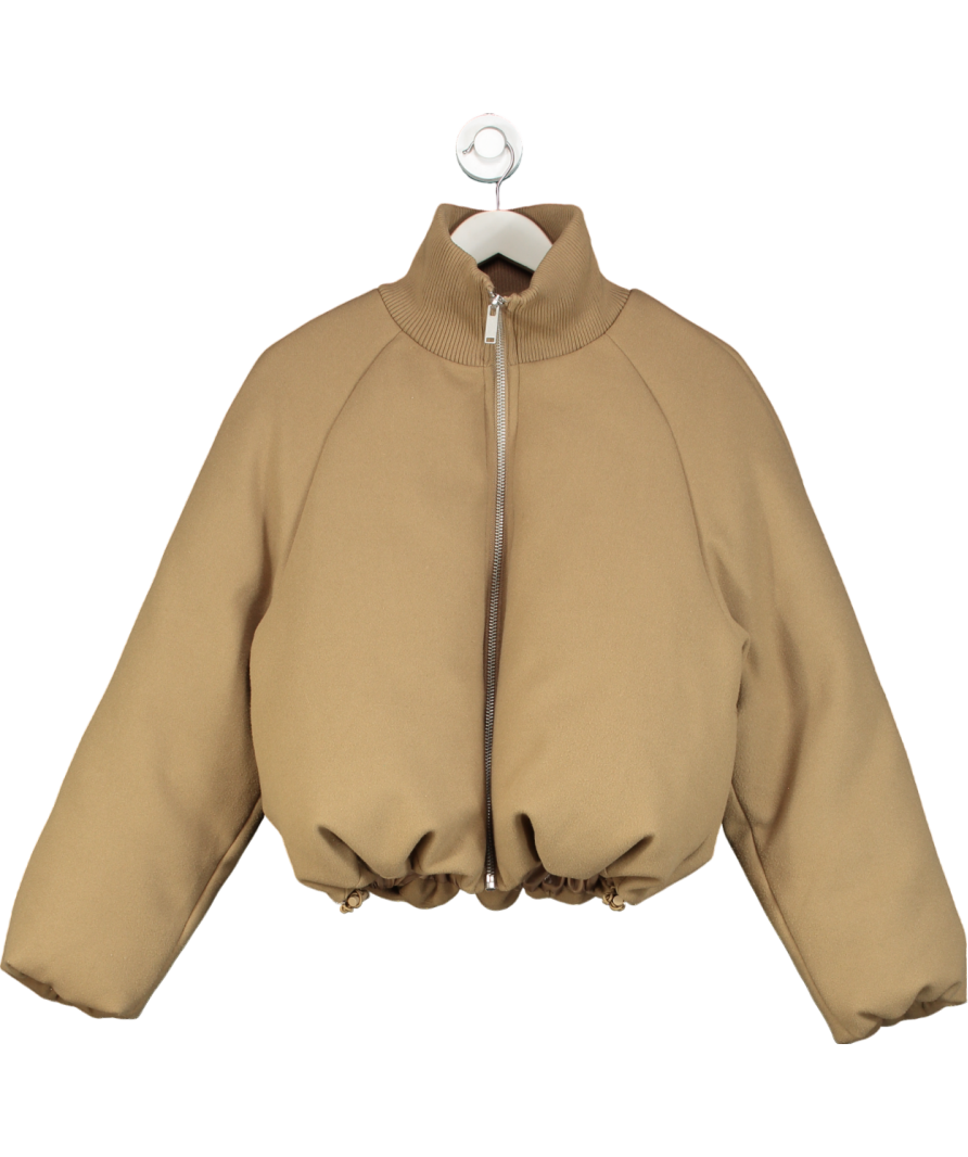 ASOS Brown Knit Collar Clean Puffer Jacket  In Mushroom UK S