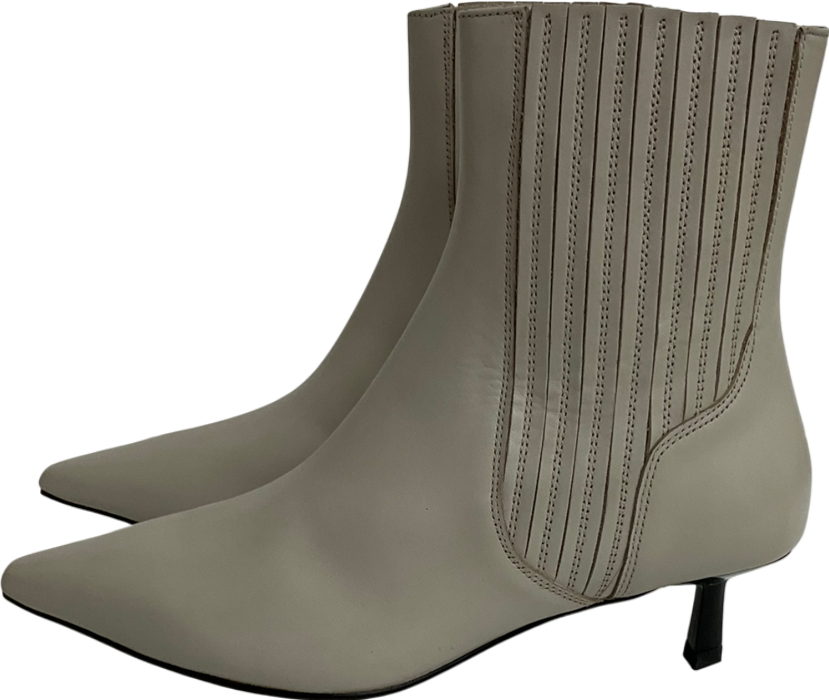 Next Cream Neutral Tabitha Simmons Kitten Heel Elvina Leather Ankle Boots UK 4 EU 37 👠