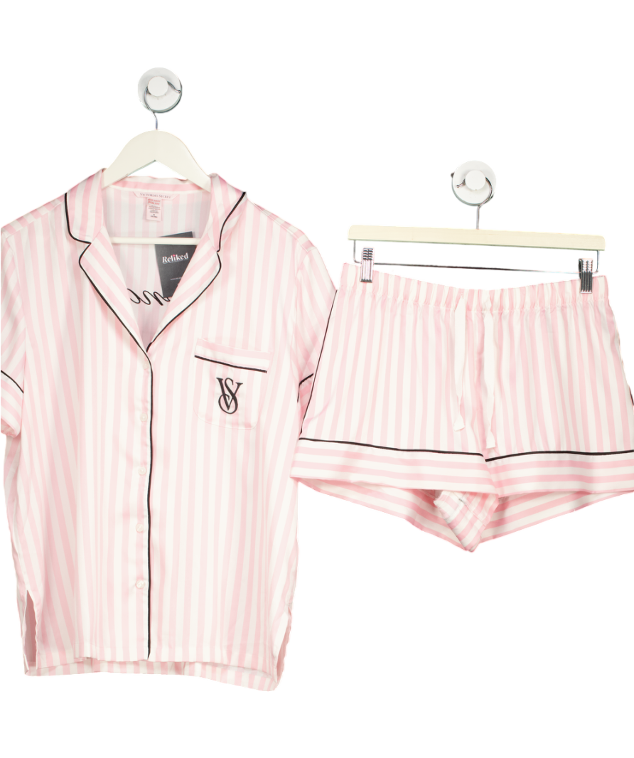 Victoria's Secret Pink Iconic Stripe Satin Short Pyjama Set UK M