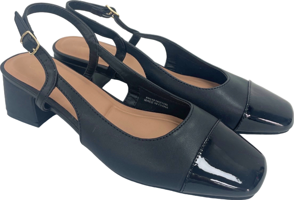 New Look Black Comfort Low Block Heel Slingback Shoes Size UK 6