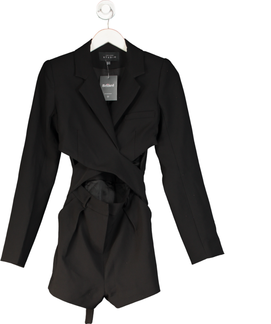 Club L Black Tailored Blazer Jumpsuit With Belt UK 8