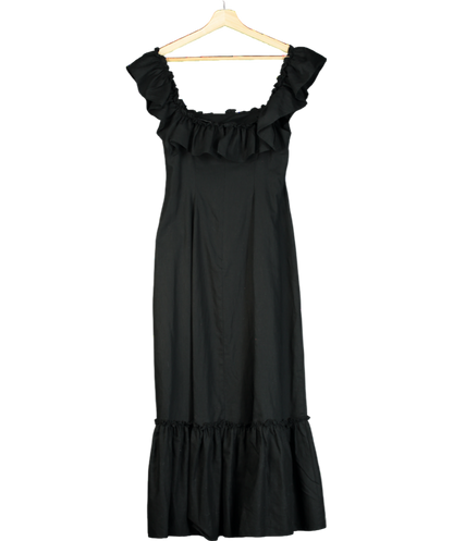 Rixo Black linen / cotton blend Maxi Dress UK 8