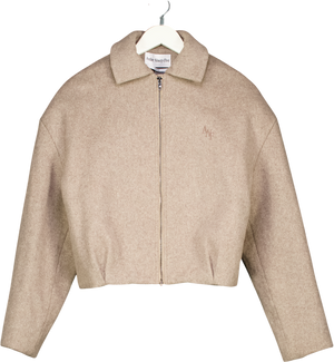 ATELIER NINETY FIVE Beige Wool Blend Boxy Jacket UK S