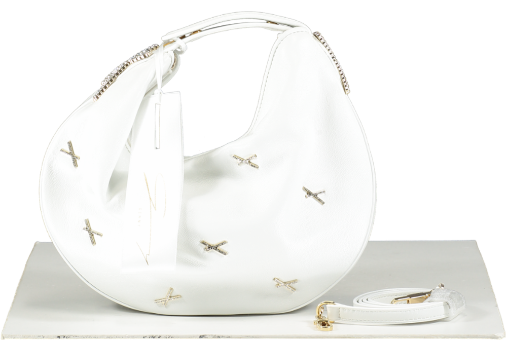 GENNY White Fortune Bag With X Applications And Rhinestones