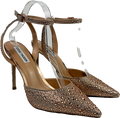 STEVE MADDEN Metallic Diamanté Strap High Heels Rose Gold UK 7 EU 40 👠