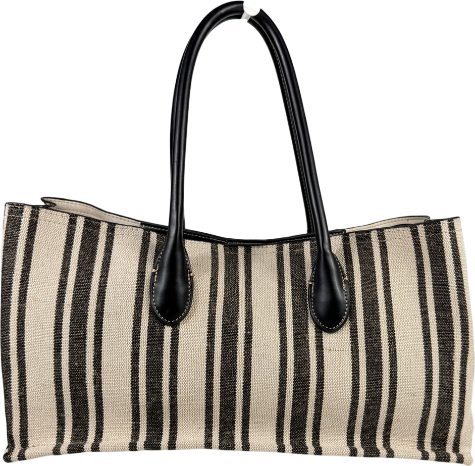 ZARA Black Canvas Tote Bag One Size