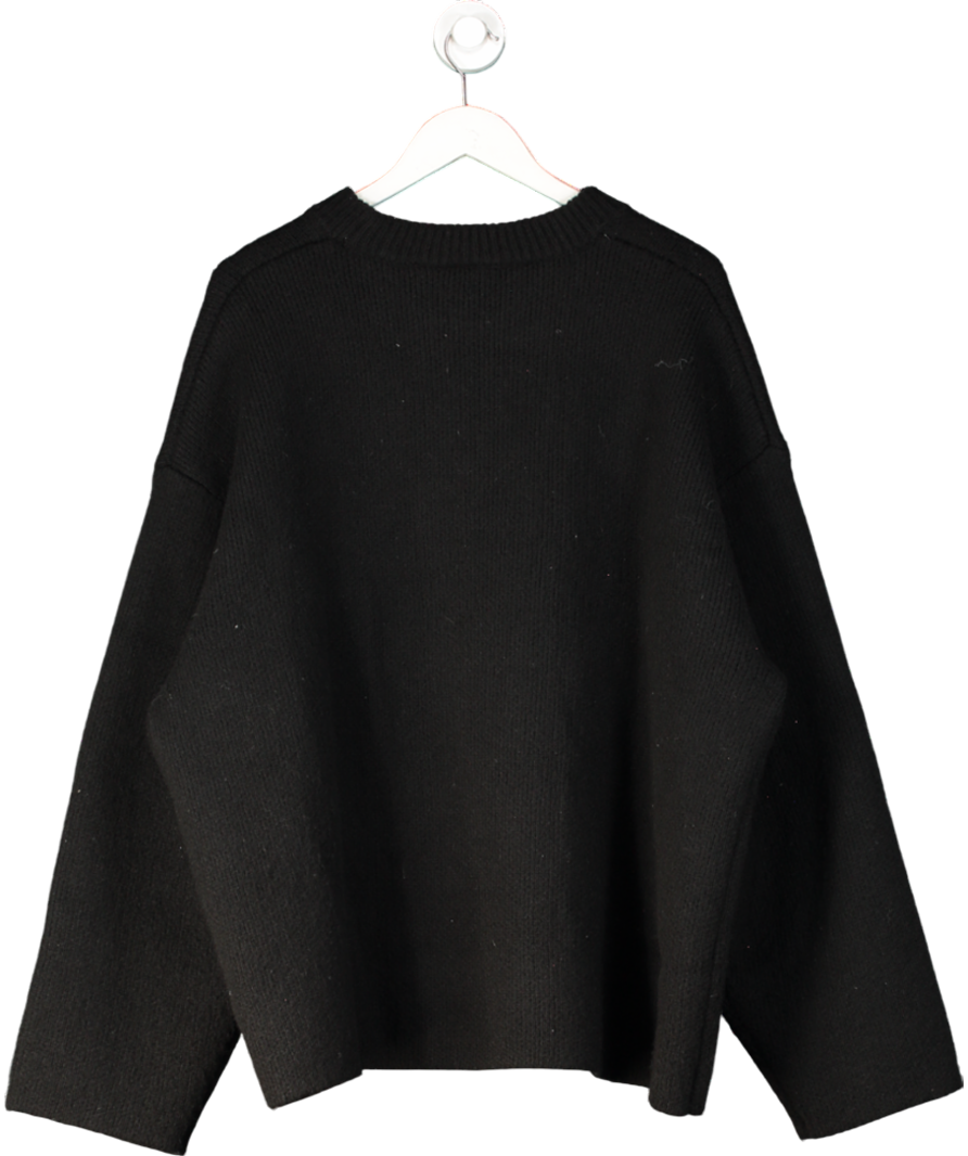 Weekday Black Teo Oversized Wool Blend Knit Sweater UK XL