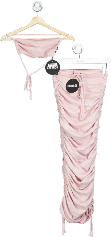 Babyboo Pink Two-Piece Ruched Maxi Skirt Set UK XS