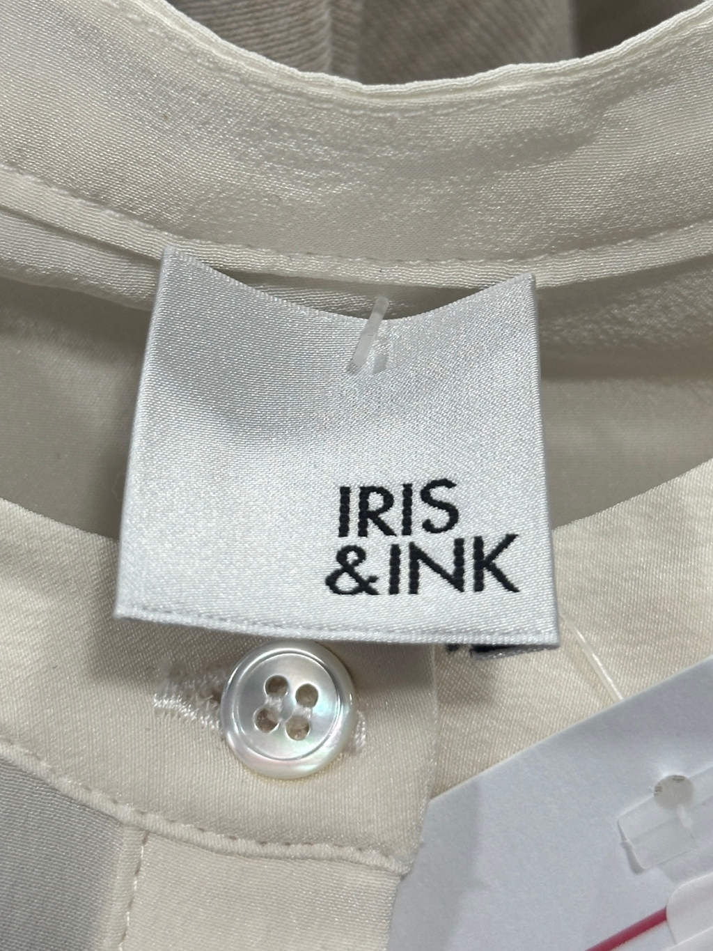 Iris & Ink Cream 100% Silk Long Sleeve Blouse UK 12