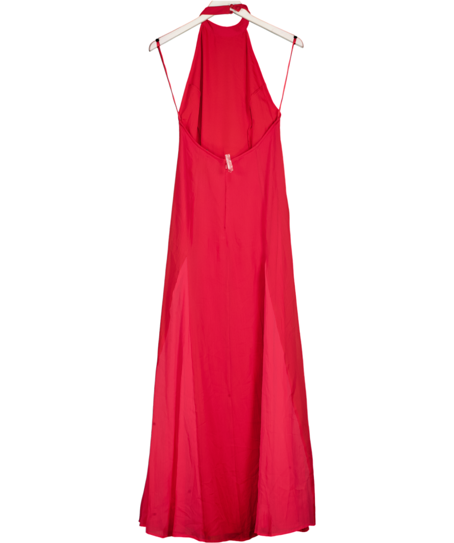 ASOS High Neck Chiffon Maxi Dress With Contrast Godet Skirt In Red UK 6
