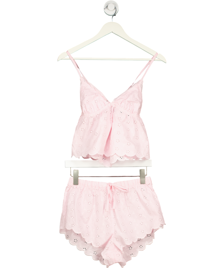 boux avenue Pink Scallop Embroidery Cami & Shorts Pyjama Set UK 10
