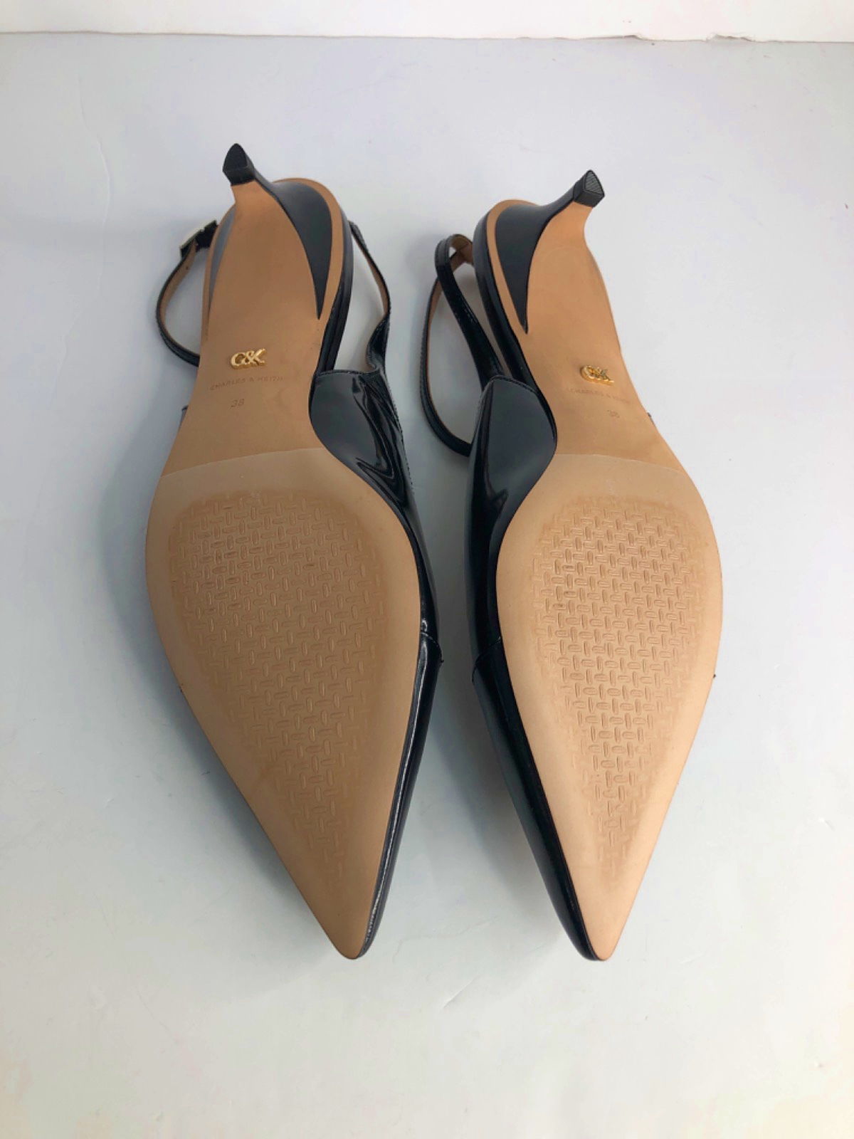 Charles & Keith Black Slingback Pointed Toe Heels UK 5