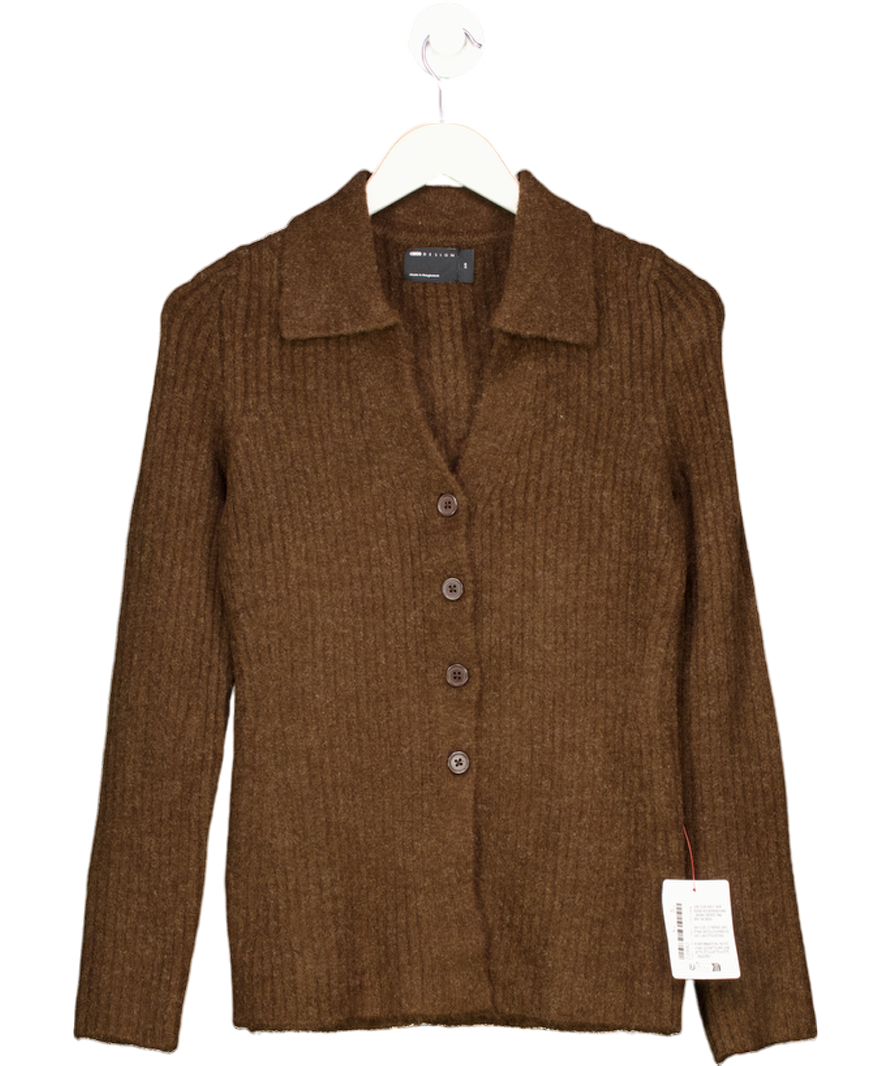 ASOS Brown Knitted Longline Fitted Shirt In Chocolate UK XS