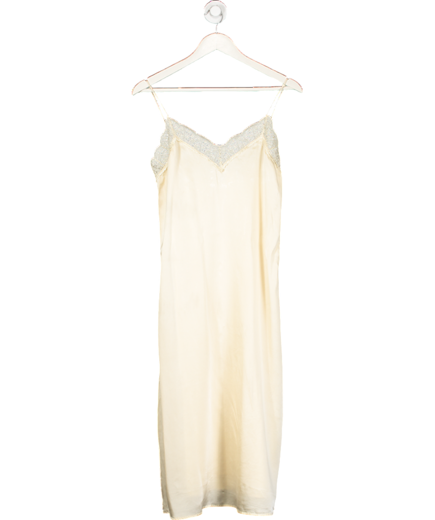Sezane Cream Silk Namissa Slip Dress with lace trim UK 6