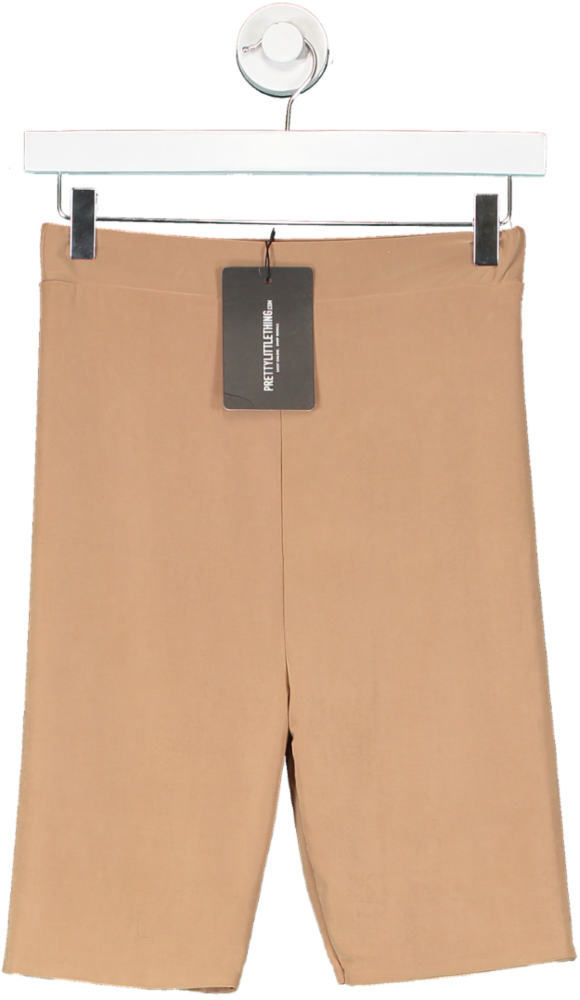 PrettyLittleThing Brown Bella Slinky High Waisted Cycle Shorts UK 8