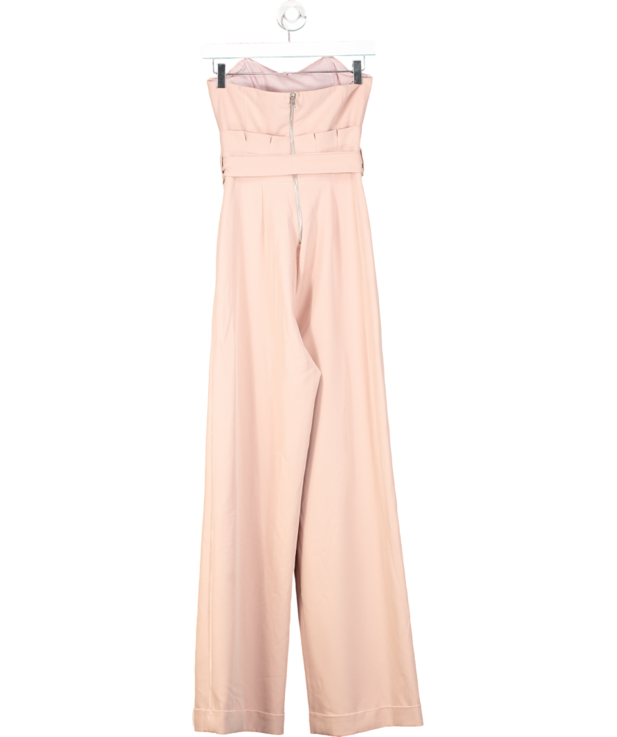 ASOS Pink Strapless Bandeau Tie Waist Wide Leg Jumpsuit UK 6