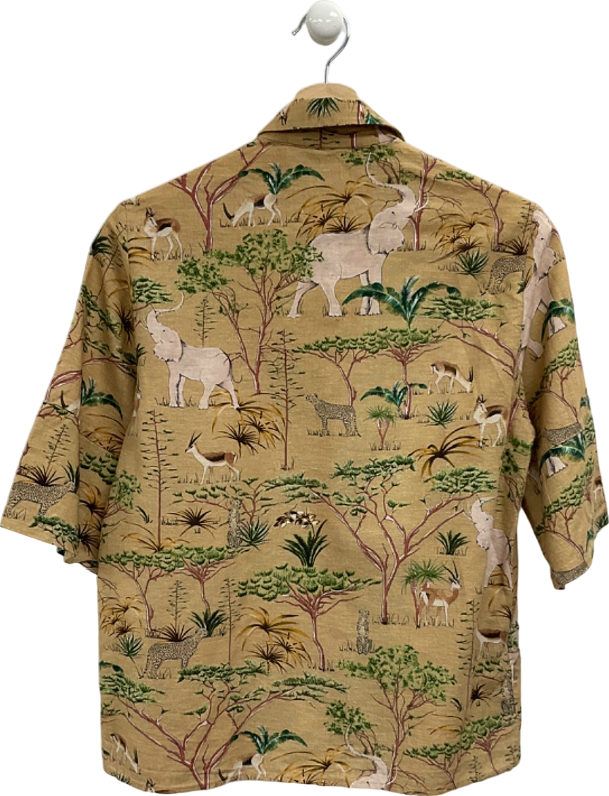 MNG Khaki Safari Print Shirt UK XS