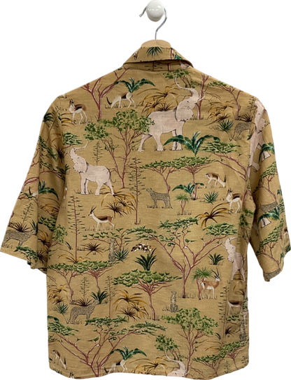 MNG Khaki Safari Print Shirt UK XS