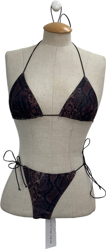 White Fox Brown Snaked Skin Bikini Set UK S