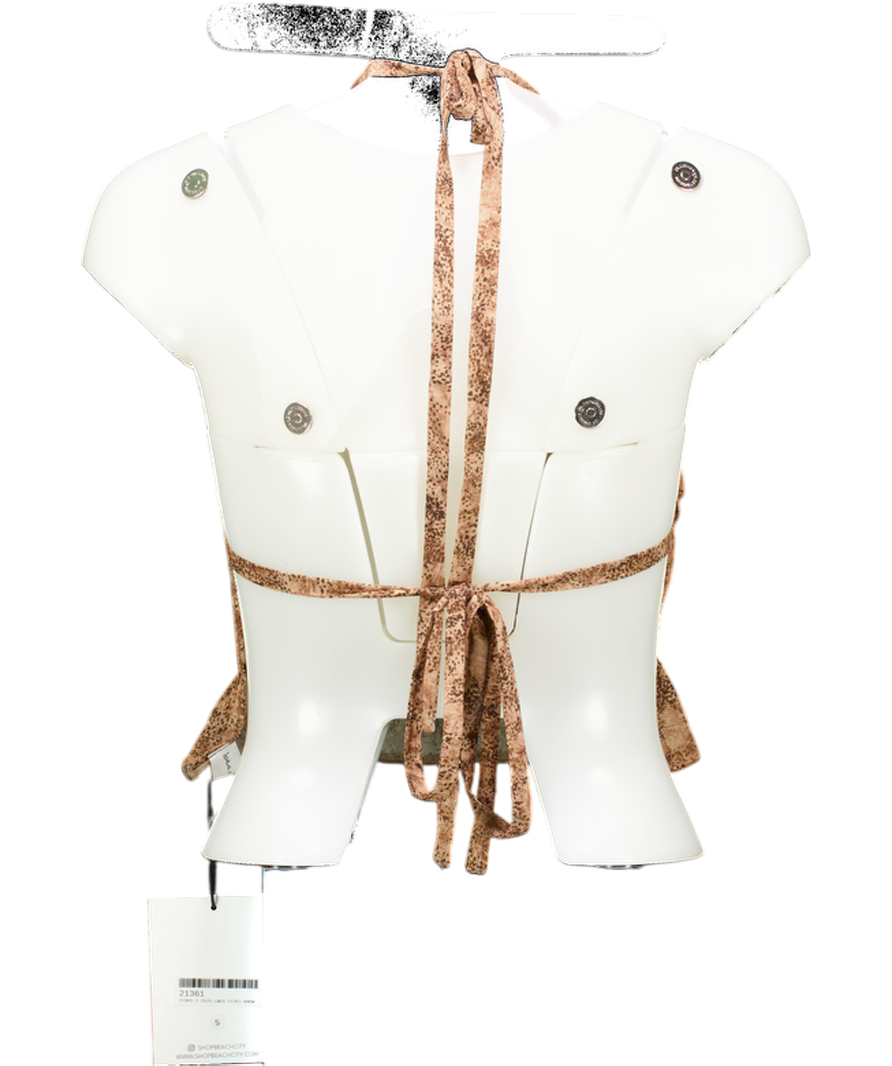 beach city Brown Textured Halter Neck Top UK S